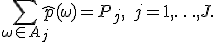 \sum_{\omega\in A_j} \hat p(\omega) = P_j,\quad j=1,\ldots,J.